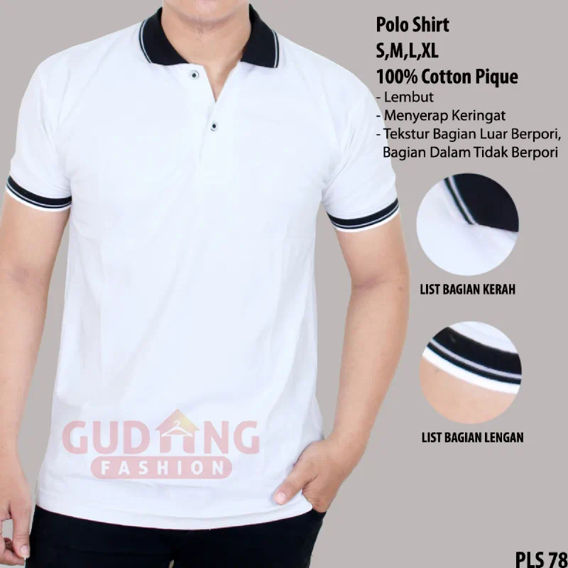 Detail Polo Shirt Putih Polos Depan Belakang Nomer 51