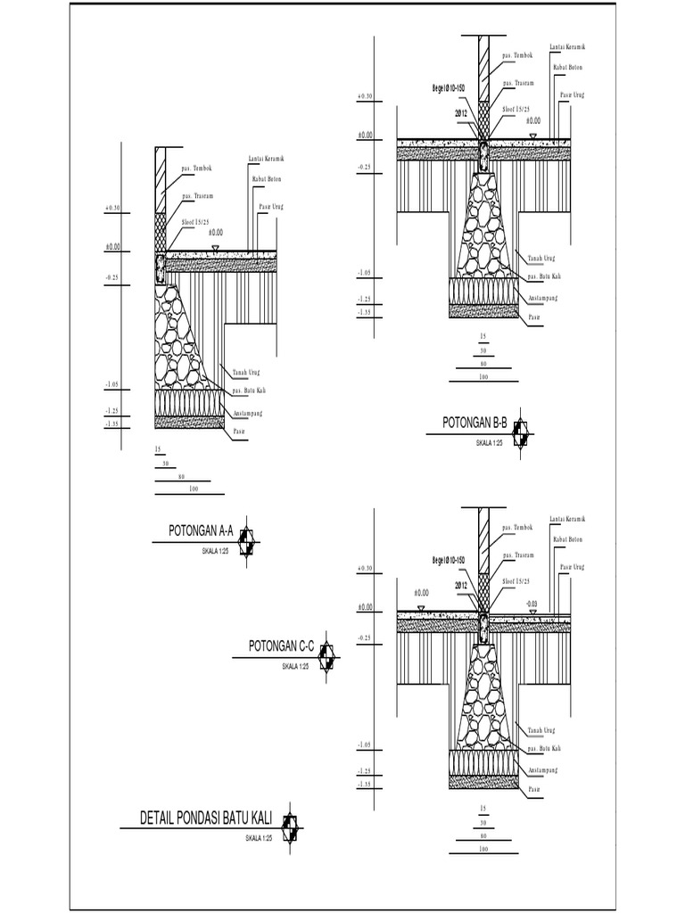 Detail Pondasi Batu Kali Rumah 2 Lantai Nomer 19