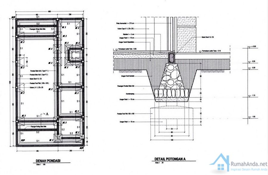 Detail Pondasi Cakar Ayam Rumah 2 Lantai Nomer 30