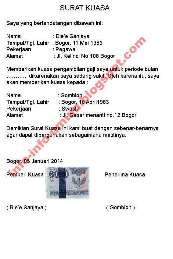 Detail Posisi Materai Pada Surat Kuasa Nomer 22