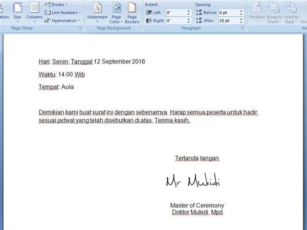 Detail Posisi Tanda Tangan Pada Surat Resmi Nomer 6