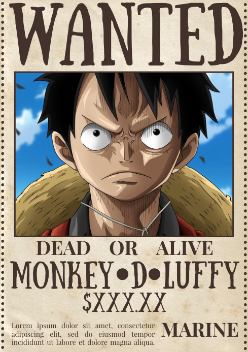 Detail Poster One Piece Wanted Nomer 3