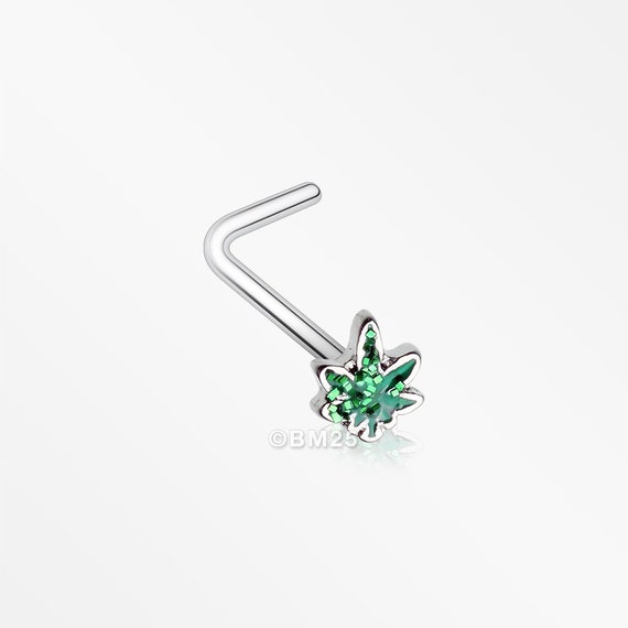 Detail Pot Leaf Nose Ring Nomer 7