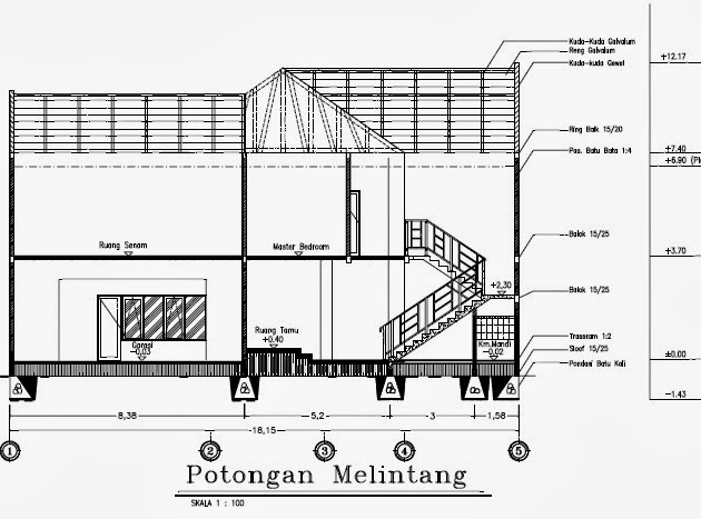 Detail Potongan Melintang Rumah Nomer 13