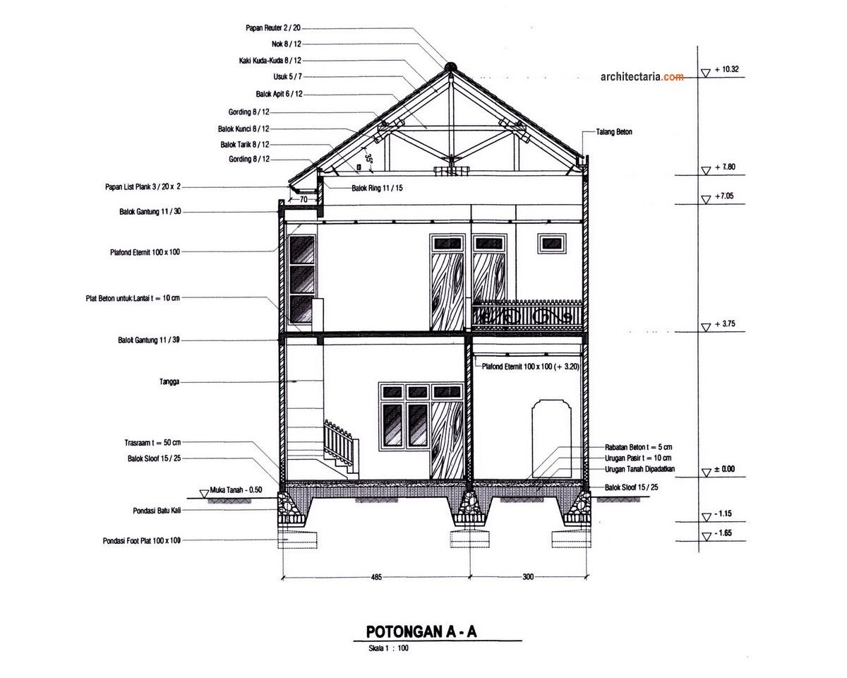 Detail Potongan Melintang Rumah Nomer 4