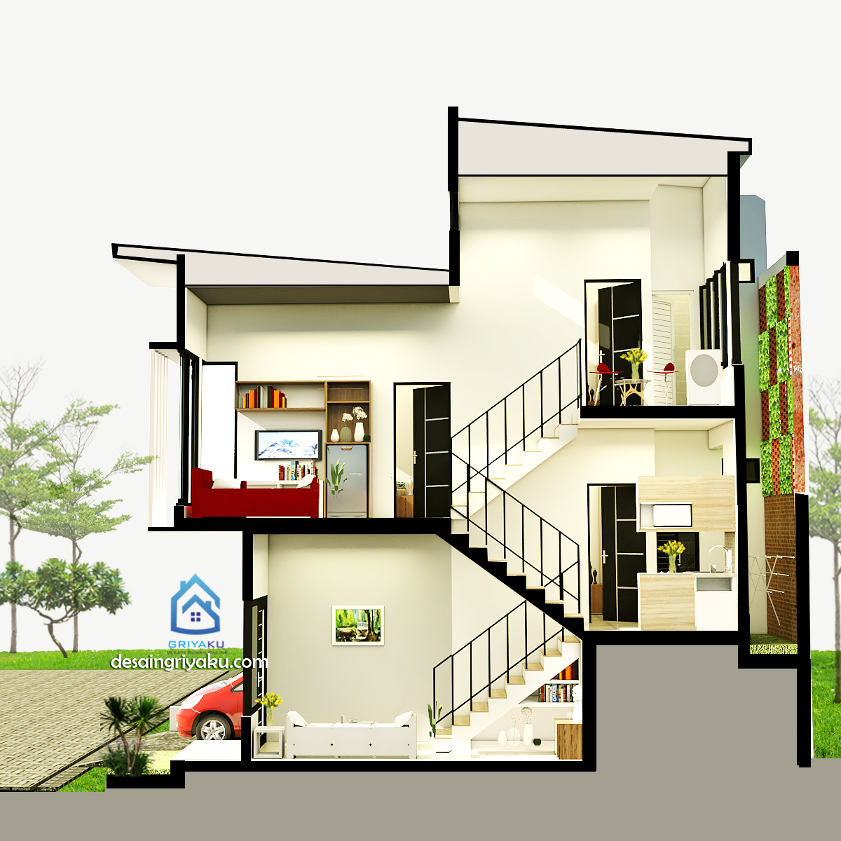 Detail Potongan Rumah Split Level Nomer 2