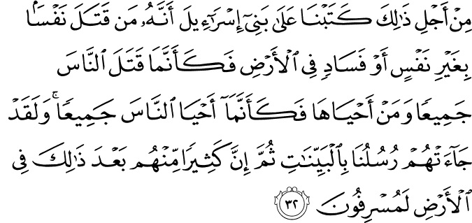 Detail Potongan Surat Al Maidah Ayat 32 Nomer 6