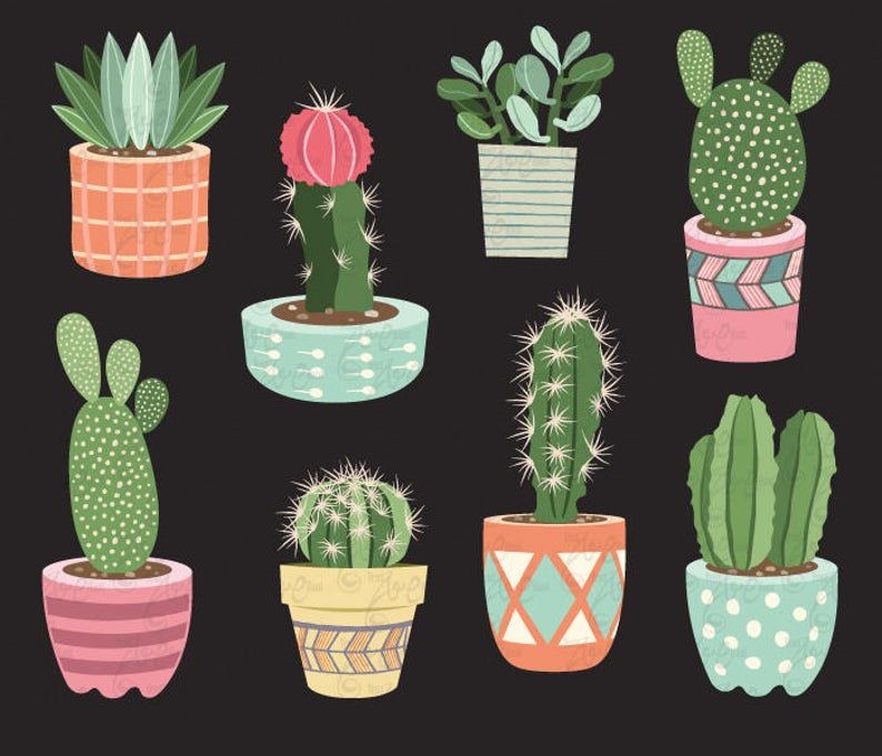 Detail Potted Cactus Clipart Nomer 14