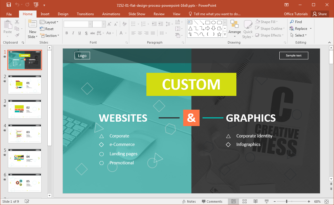 Detail Powerpoint Flat Design Nomer 31