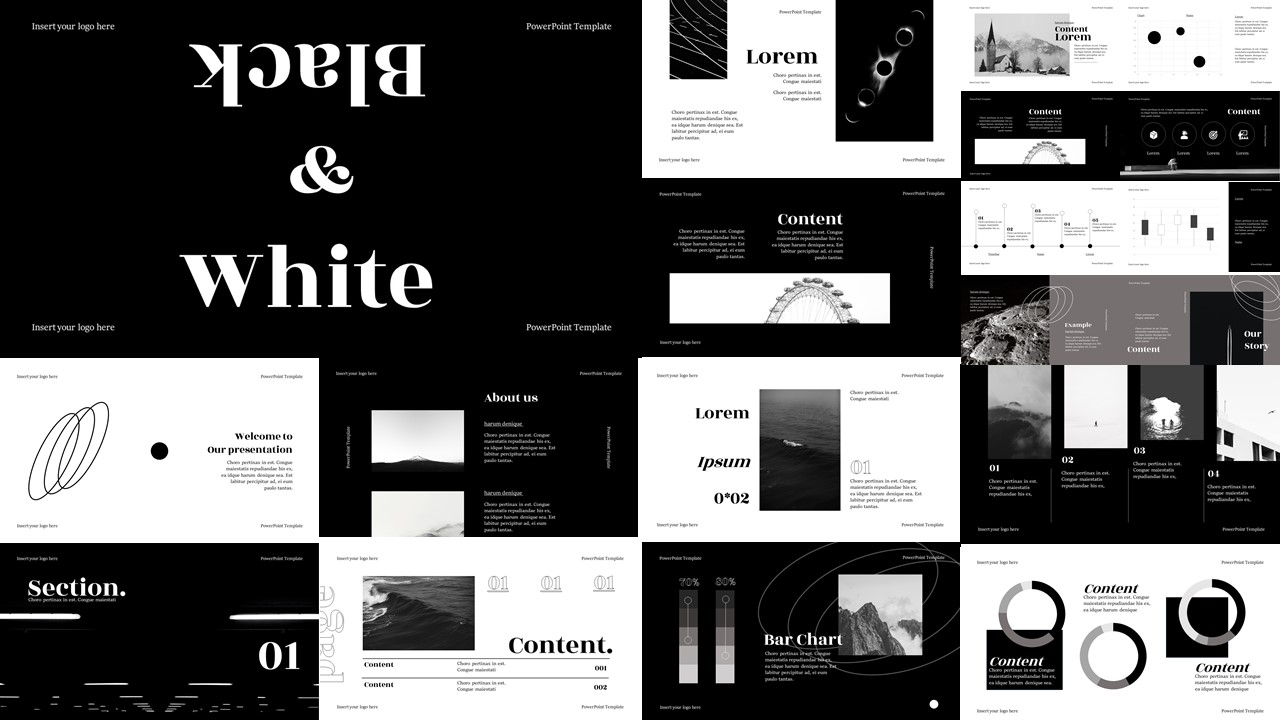 Detail Powerpoint Template Black And White Nomer 28