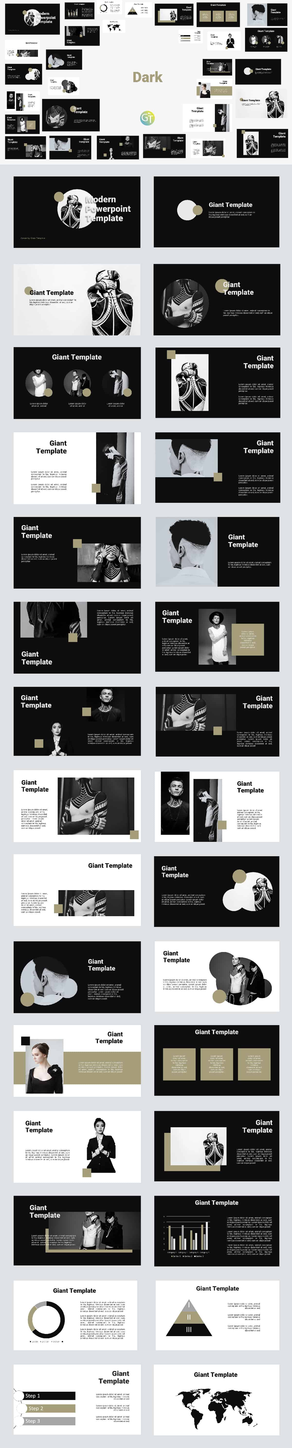 Detail Powerpoint Template Black And White Nomer 45