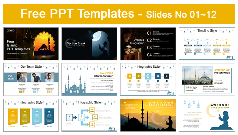 Detail Powerpoint Template Islamic Art Nomer 27