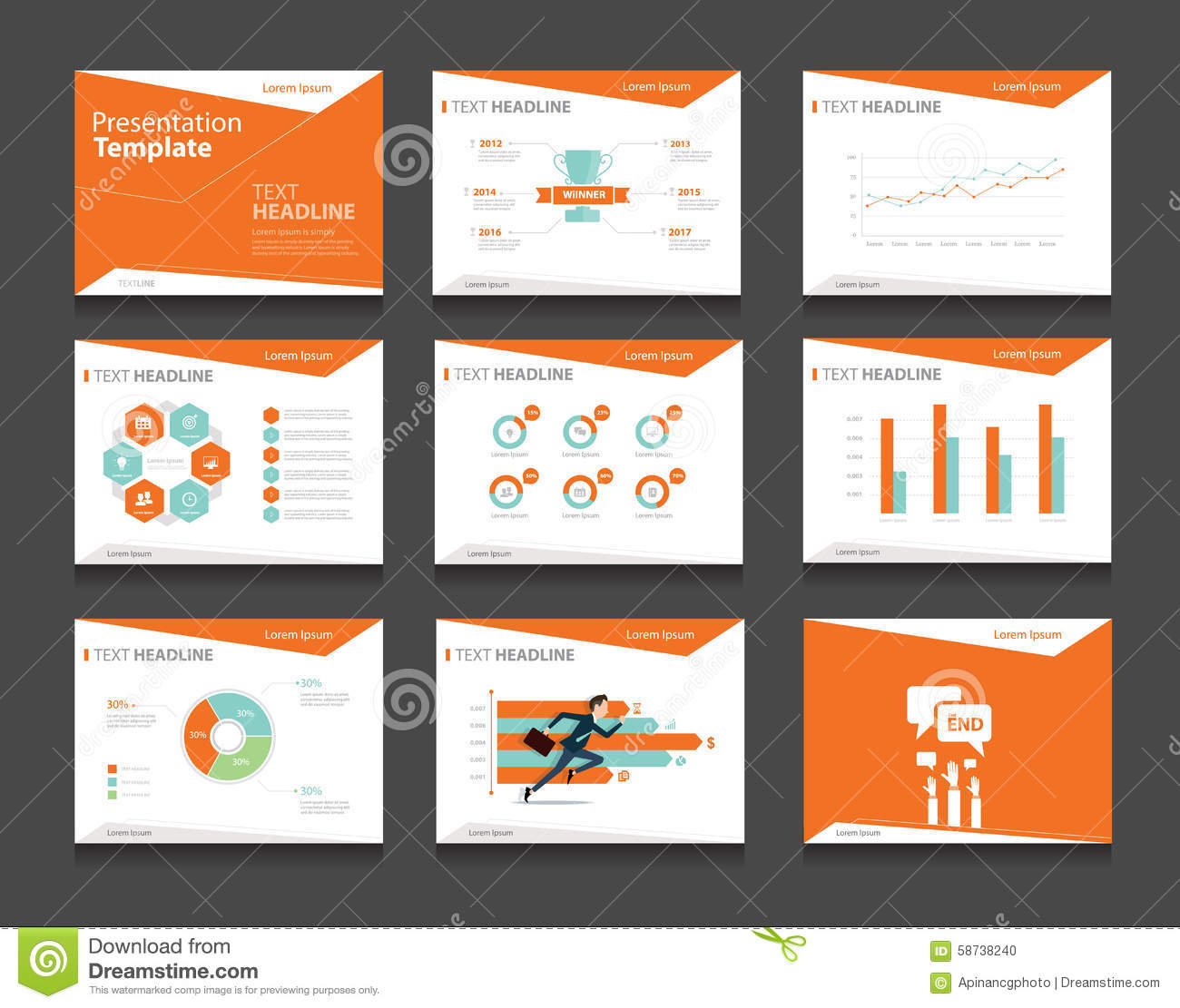 Detail Powerpoint Template Orange Nomer 24