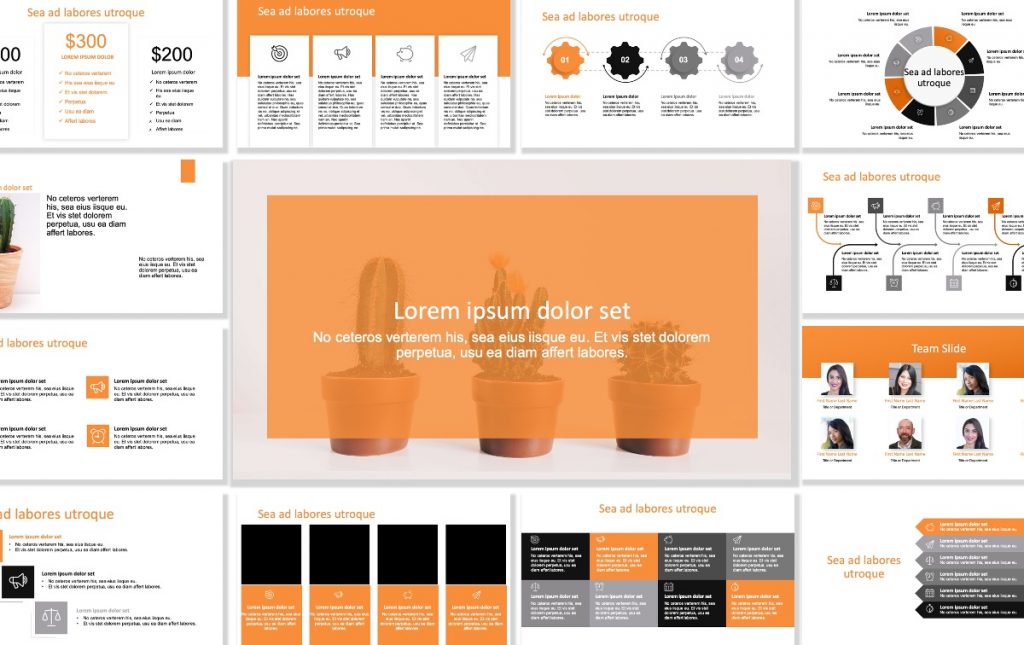 Detail Powerpoint Template Orange Nomer 37