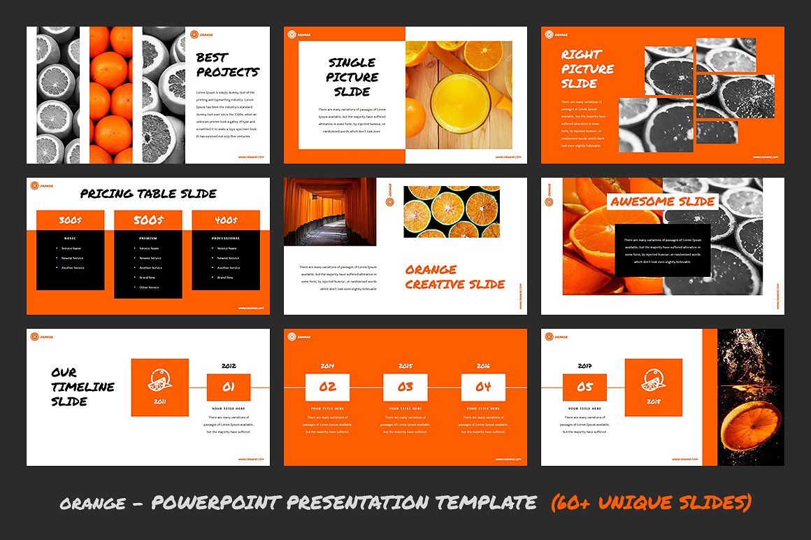 Detail Powerpoint Template Orange Nomer 47