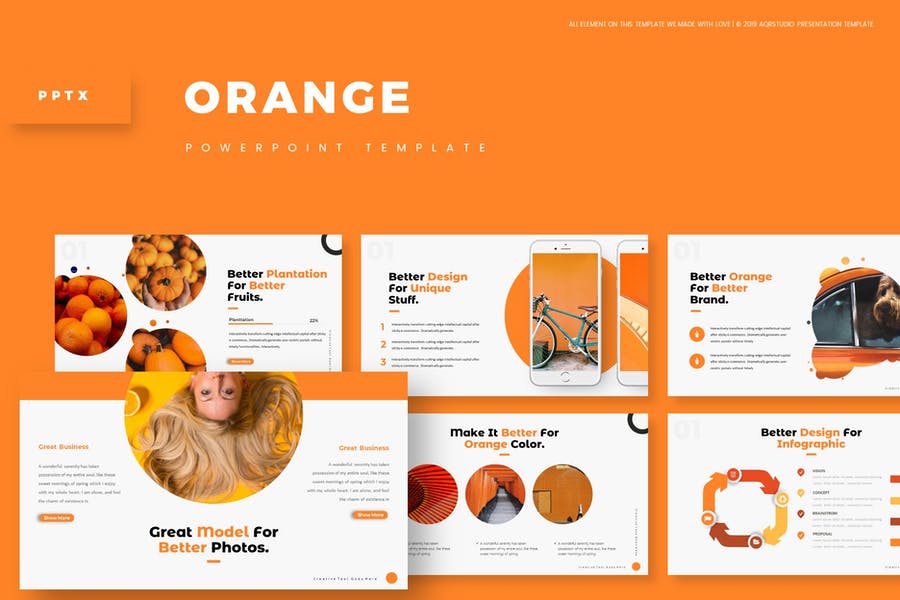 Detail Powerpoint Template Orange Nomer 56