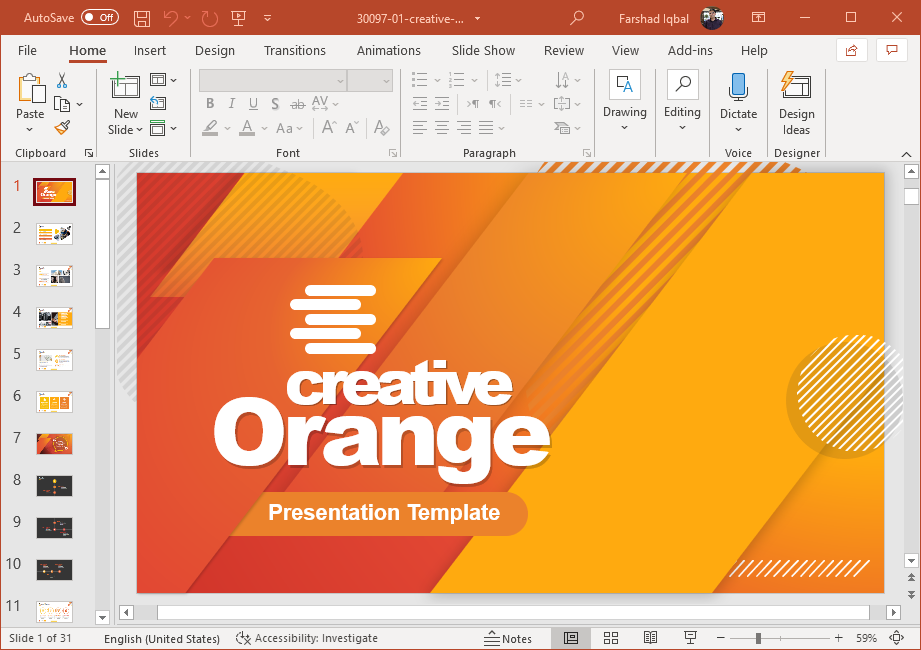 Detail Powerpoint Template Orange Nomer 10