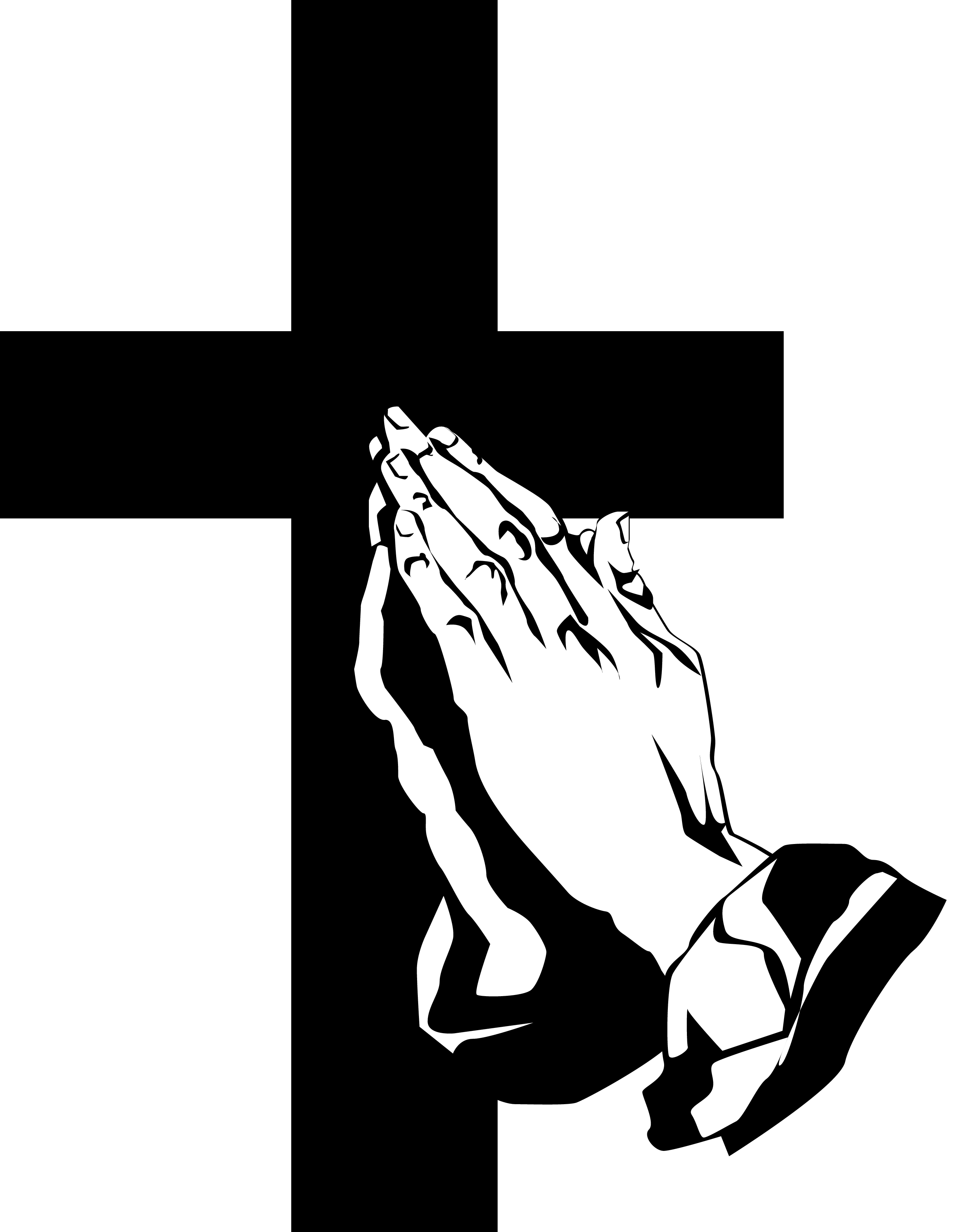 Detail Praying Hands Black And White Clipart Nomer 12