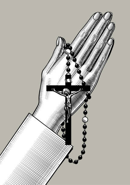 Detail Praying Hands With Rosary Clipart Nomer 41