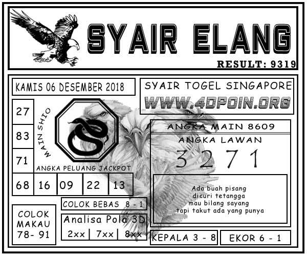 Detail Prediksi Syair Gambar Jawa Mentari Tgl 6 Desember 2018 Singapur Nomer 3