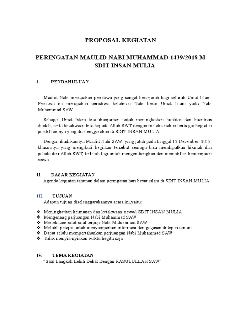 Detail Proposal Maulid Nabi Saw 2018 Doc Nomer 10