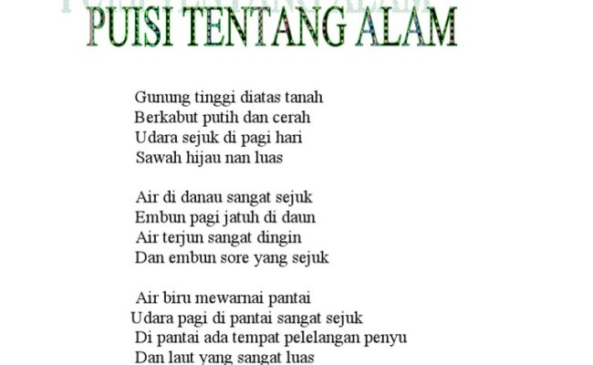 Detail Puisi Anak Sd Tentang Alam Nomer 23