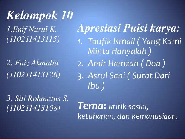 Detail Puisi Asrul Sani Nomer 43