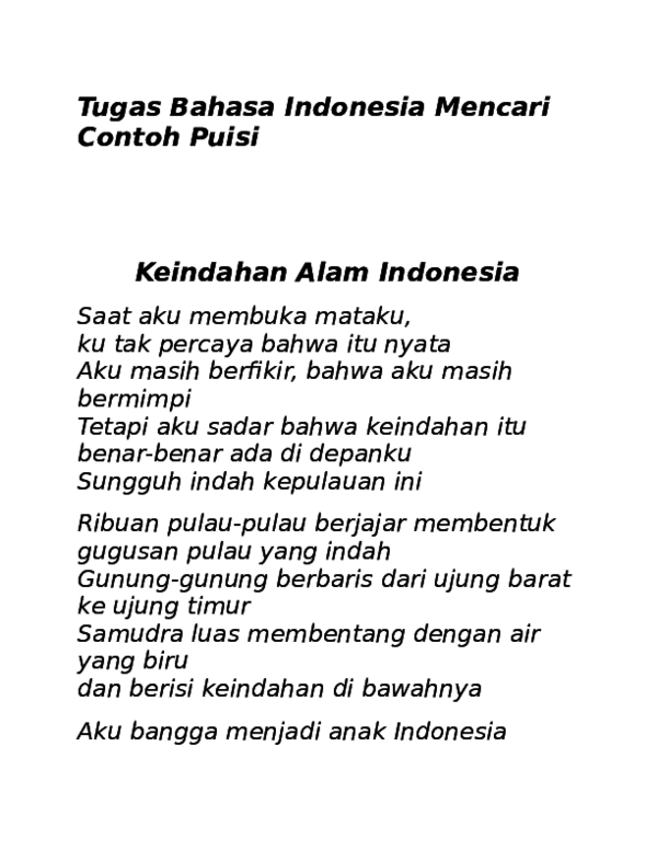 Detail Puisi B Indonesia Nomer 10