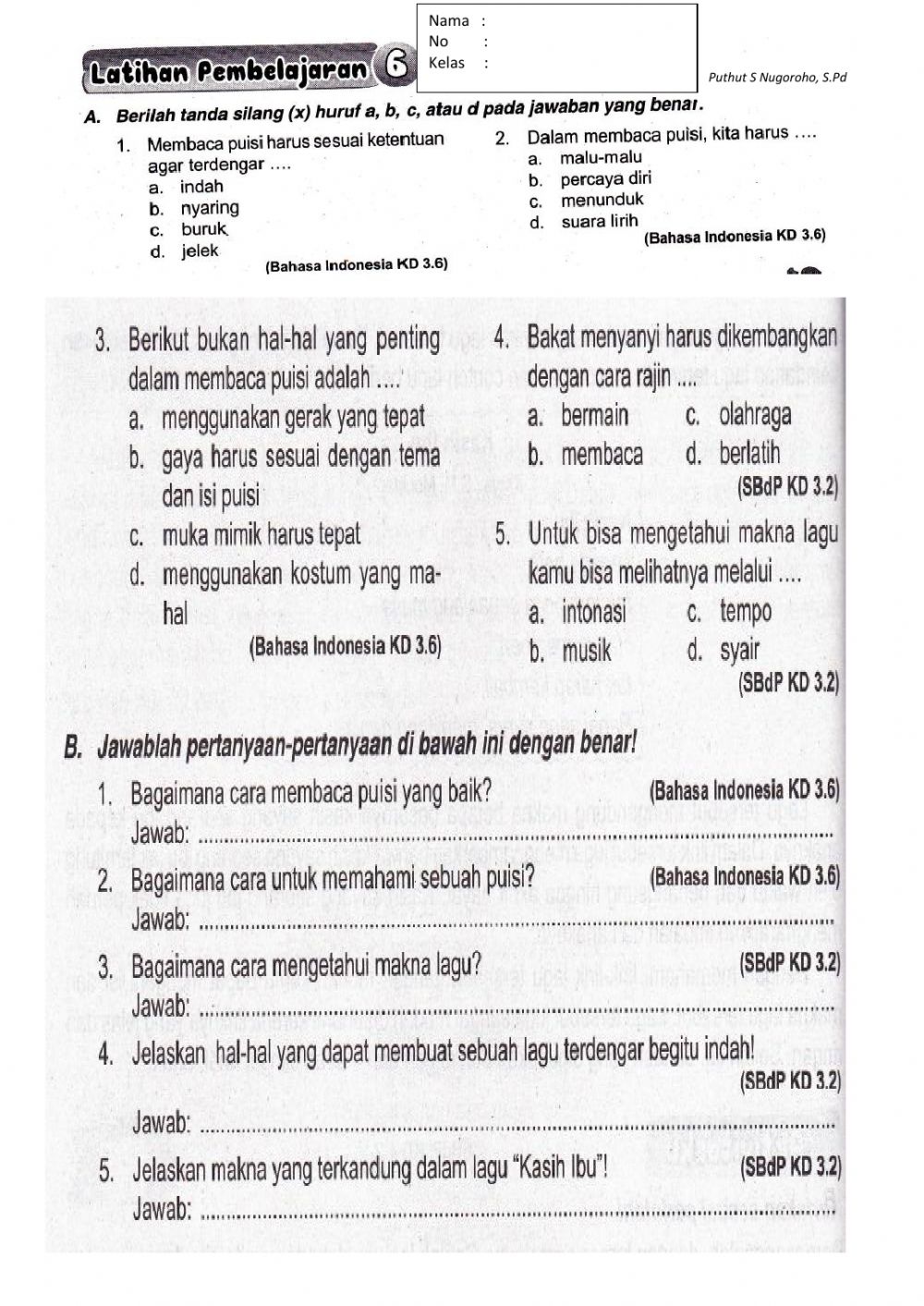 Detail Puisi B Indonesia Nomer 52