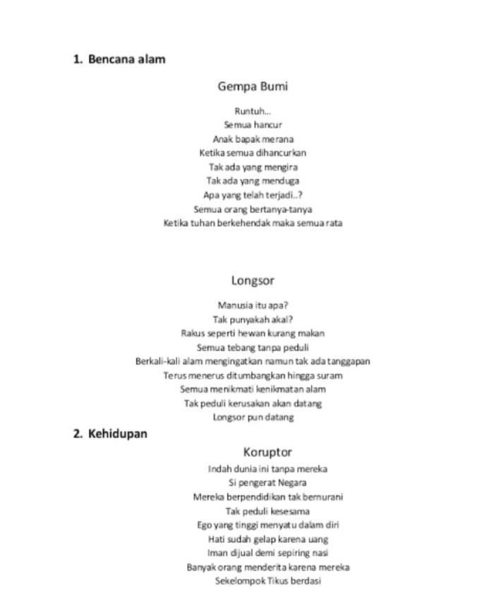 Detail Puisi Bencana Alam Indonesia Nomer 2