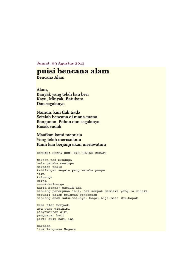 Detail Puisi Bencana Alam Indonesia Nomer 34