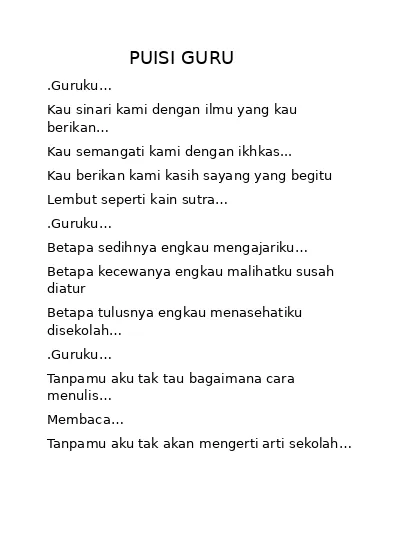 Detail Puisi Bertema Guru Nomer 4