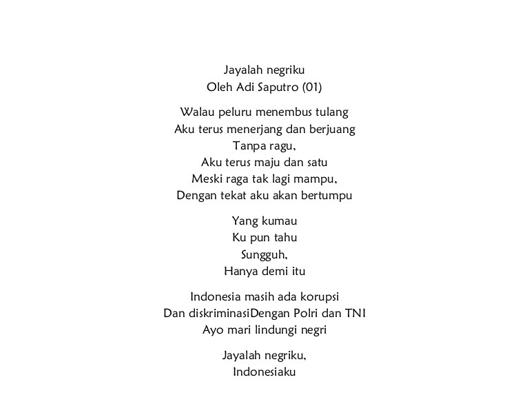 Detail Puisi Buat Indonesia Nomer 4