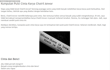 Detail Puisi Buatan Chairil Anwar Nomer 31