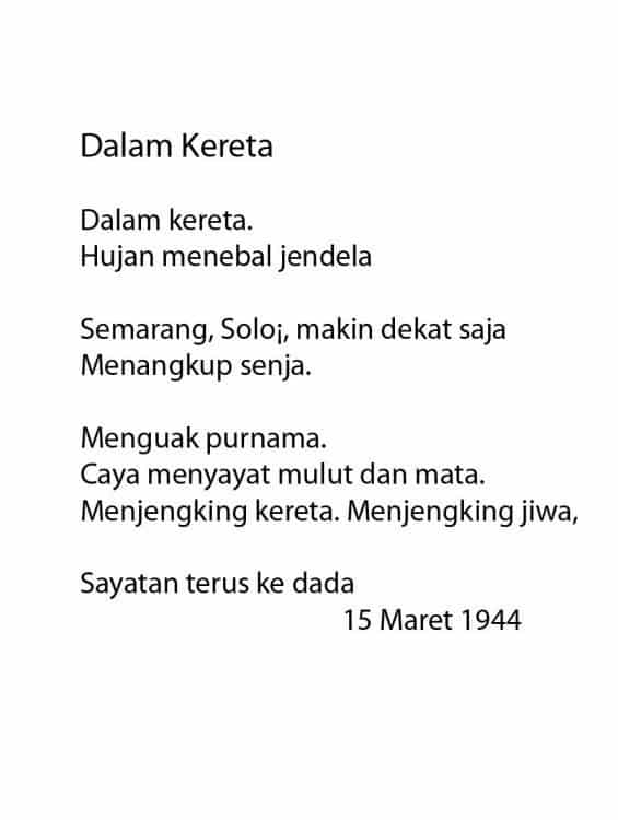 Detail Puisi Buatan Chairil Anwar Nomer 9