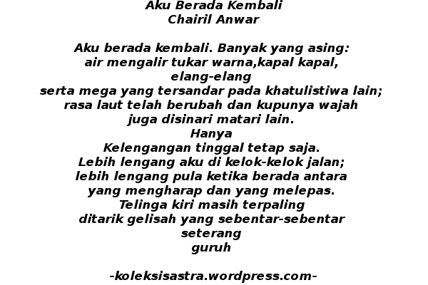 Detail Puisi Chairil Anwar Aku Nomer 54