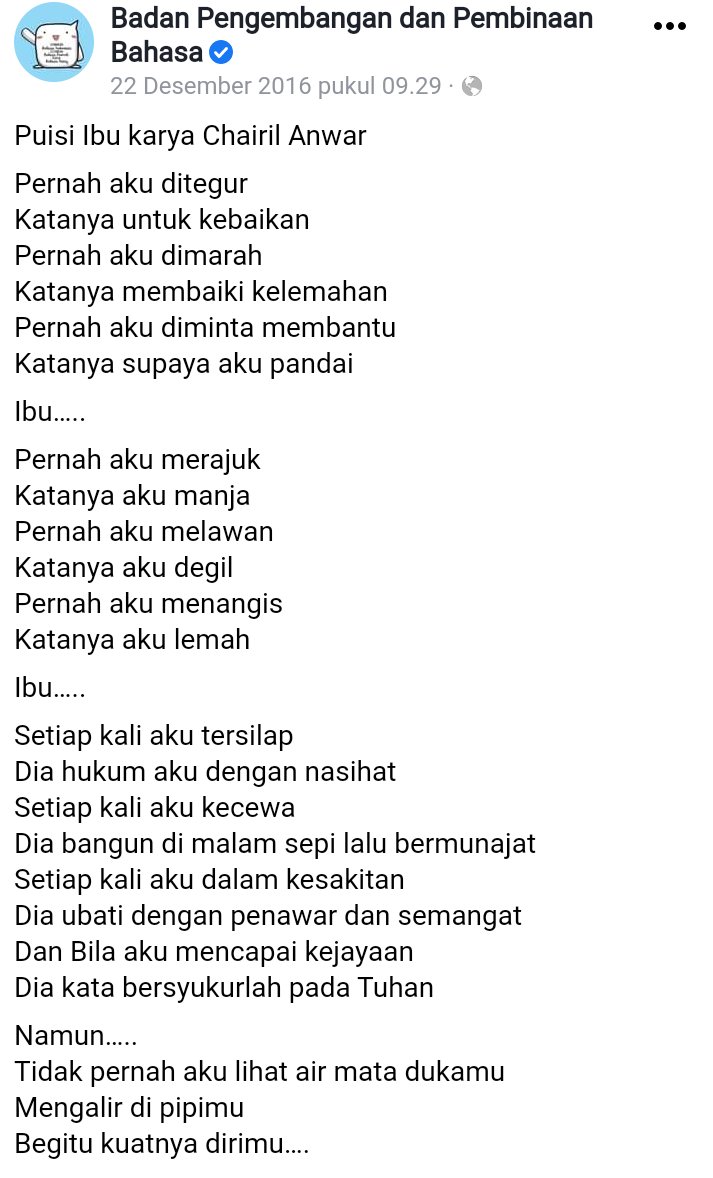 Detail Puisi Cinta Karya Chairil Anwar Nomer 34
