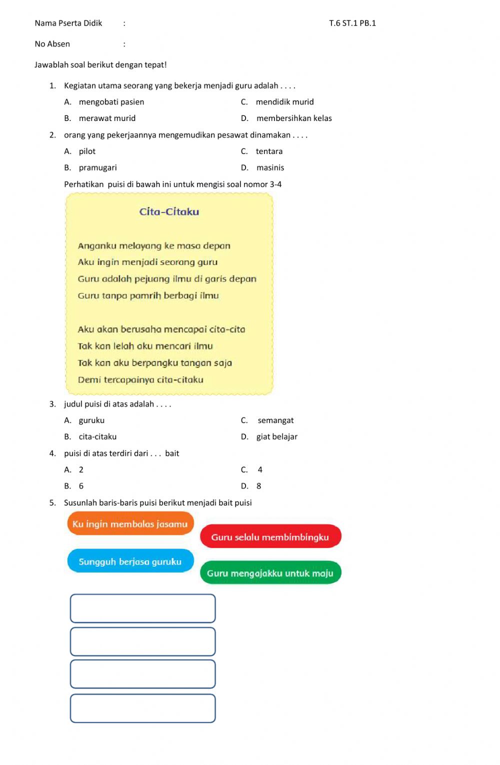 Detail Puisi Cita Cita Nomer 23