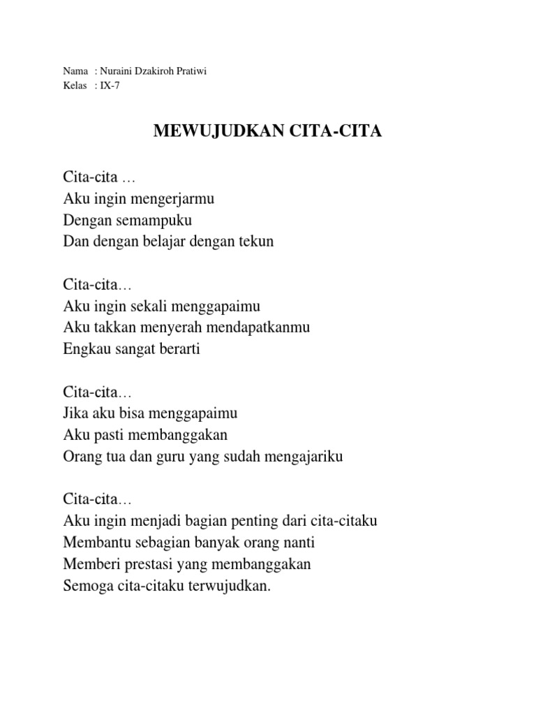 Detail Puisi Cita Cita Menjadi Tentara Nomer 10