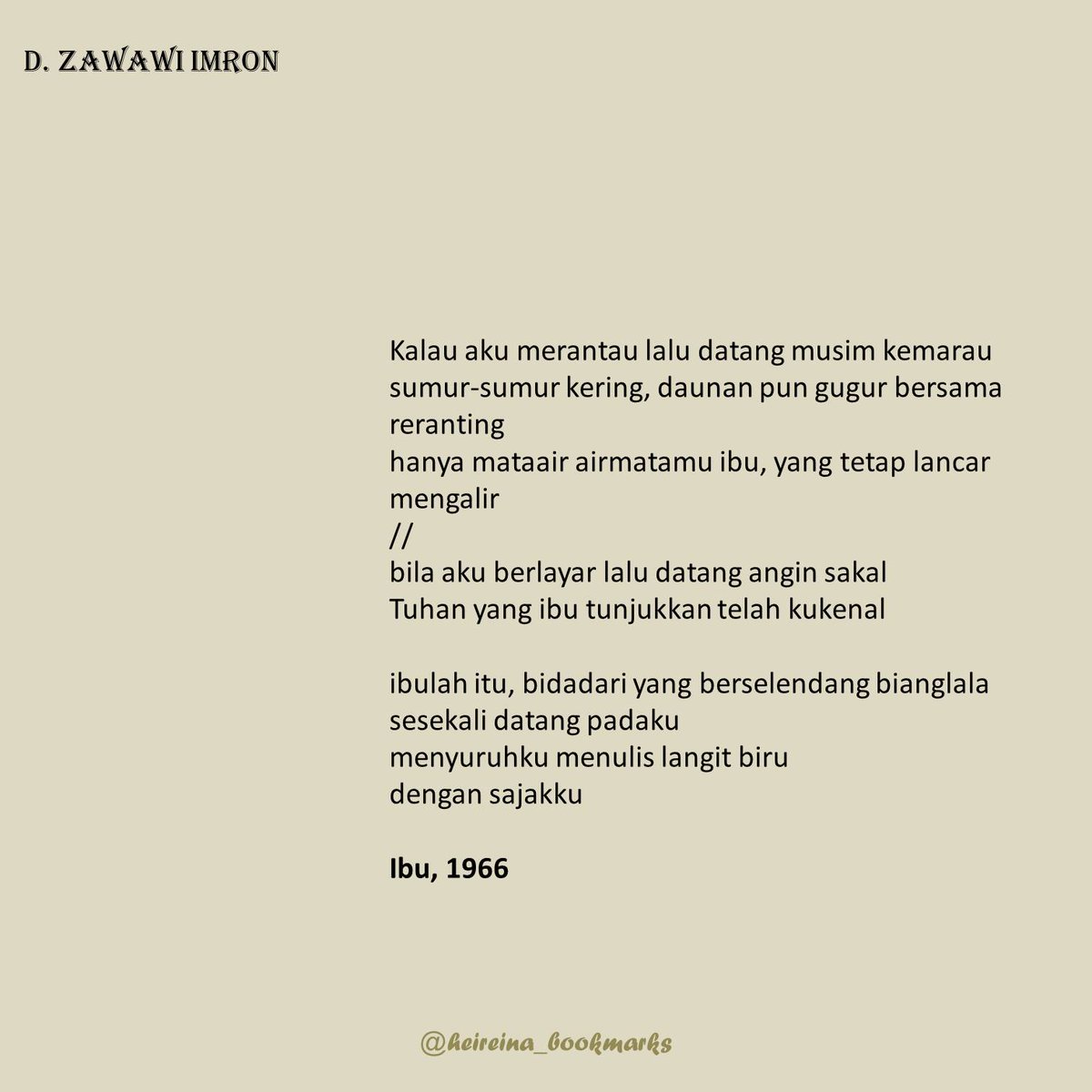 Detail Puisi D Zawawi Imron Nomer 2