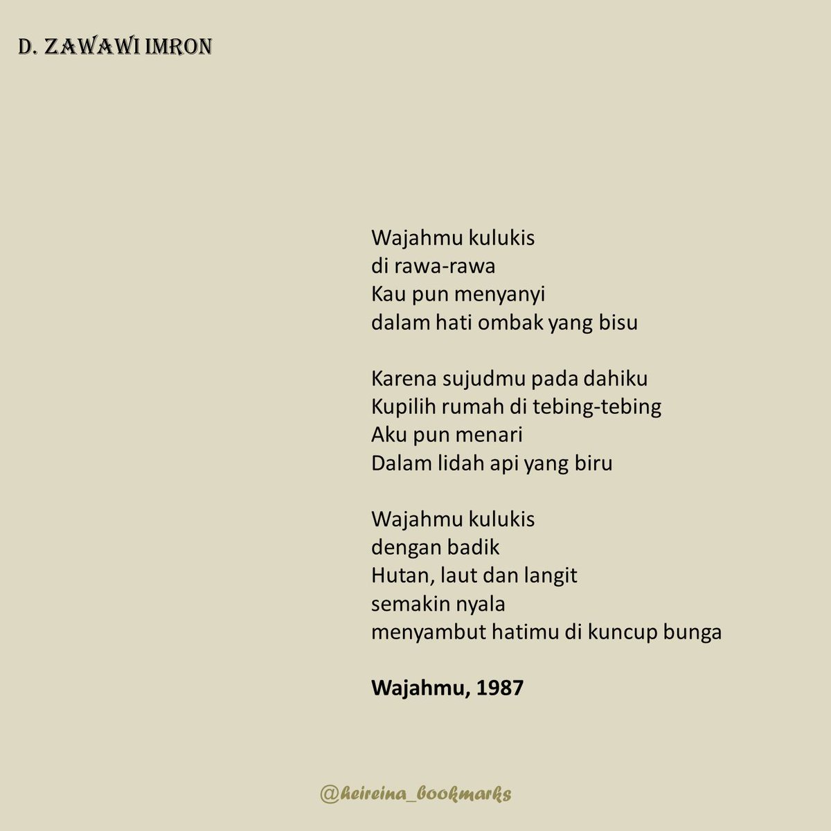 Detail Puisi D Zawawi Imron Nomer 5