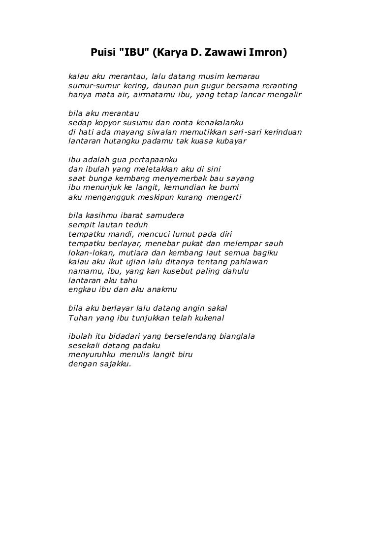 Detail Puisi D Zawawi Imron Nomer 6