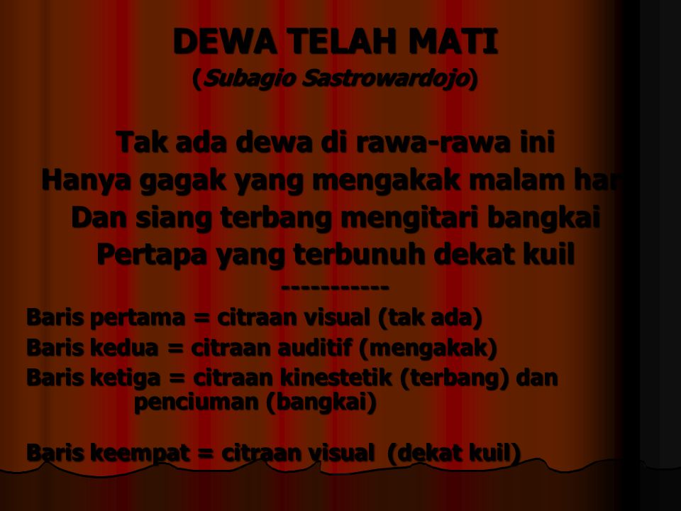 Detail Puisi Dewa Telah Mati Nomer 14