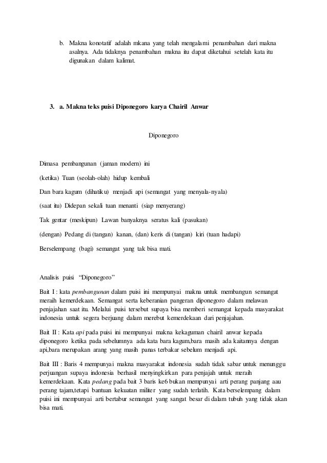 Detail Puisi Diponegoro Chairil Anwar Nomer 39