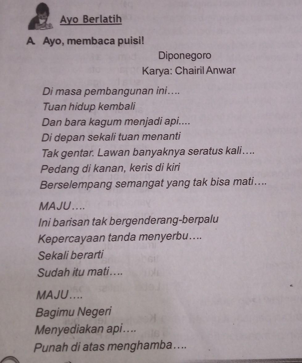 Detail Puisi Diponegoro Karya Chairil Anwar Nomer 19