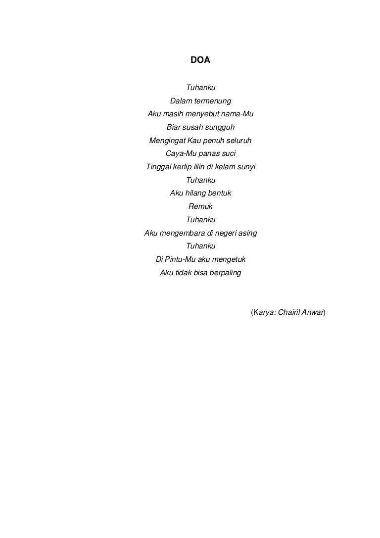 Detail Puisi Doa Chairil Anwar Nomer 34