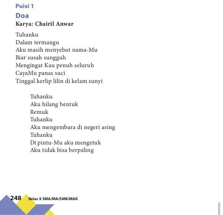 Detail Puisi Doa Karya Chairil Anwar Nomer 25