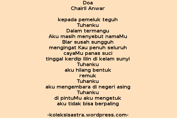 Detail Puisi Doa Karya Chairil Anwar Nomer 6