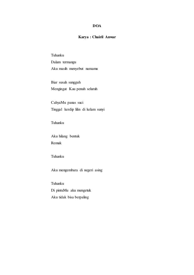 Detail Puisi Doa Karya Chairil Anwar Nomer 7
