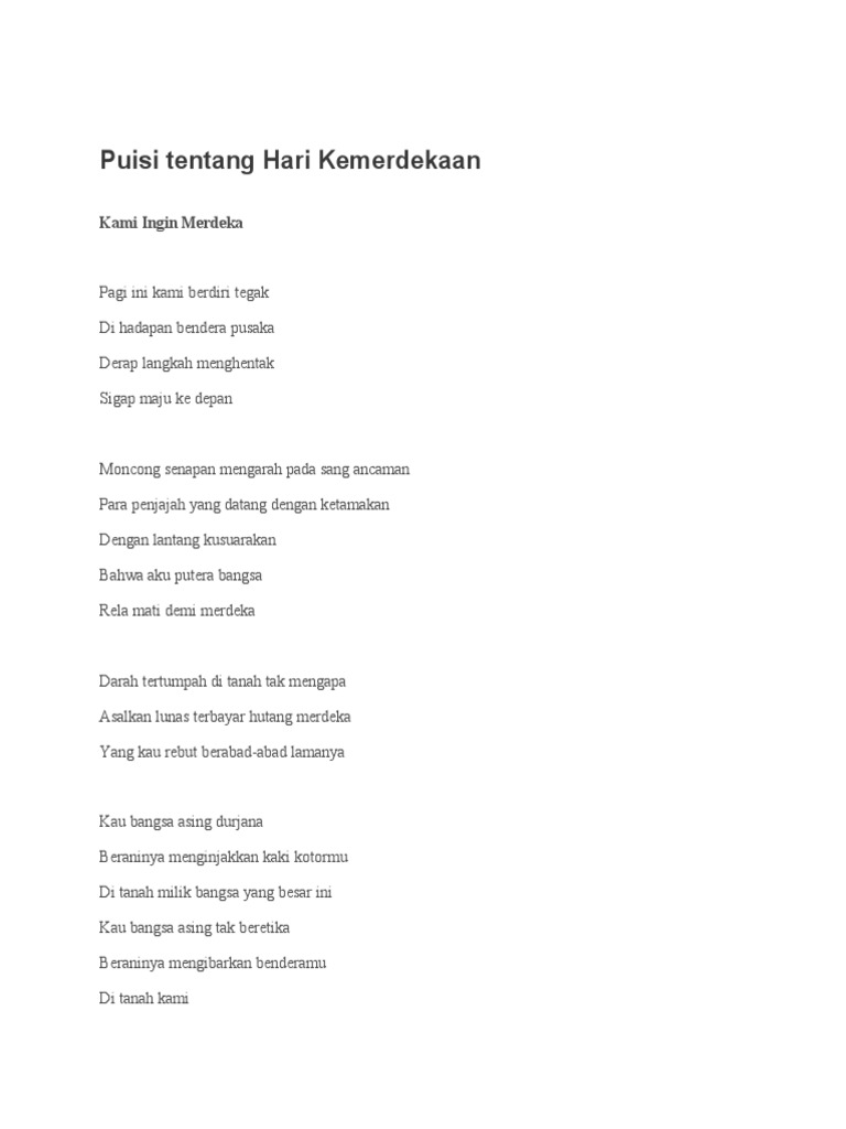 Detail Puisi Hari Merdeka Nomer 44